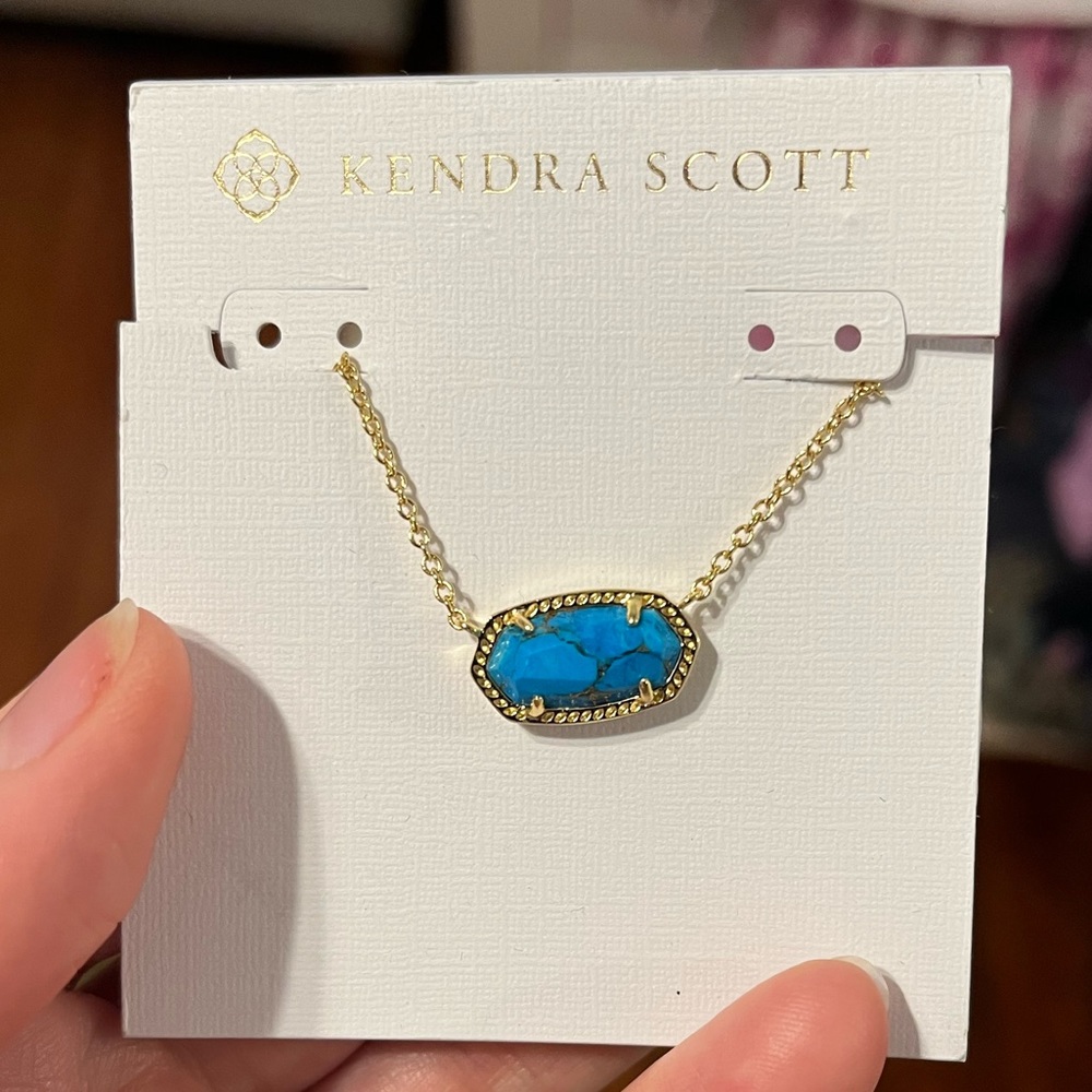 Kendra Scott Elisa Gold Pendant Necklace in Bronze Veined Turquoise Magnesite